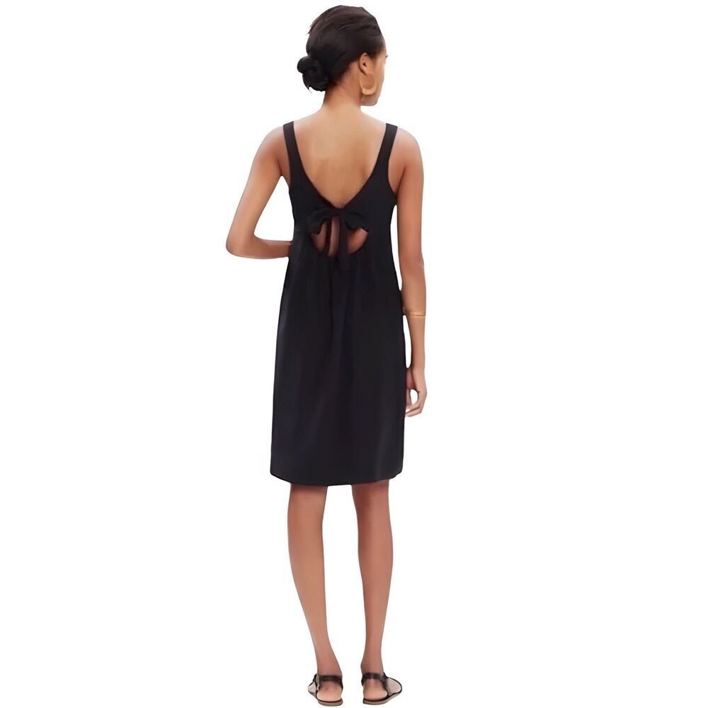 Madewell Look Out Bow Black 100% Silk Mini Dress size XS